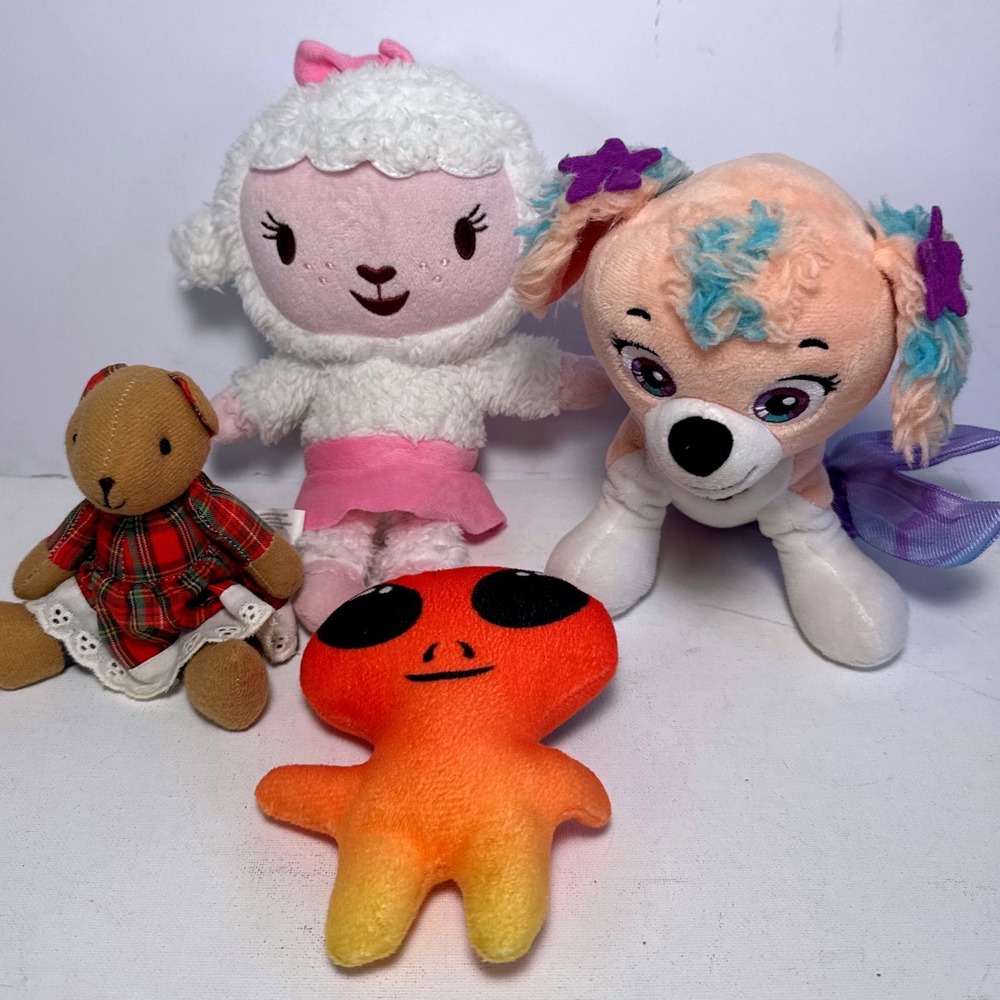 Disney Lambie Greensward Bear Alien Mermaid Dog Plush Toy Lot 4pc Multicolor EX